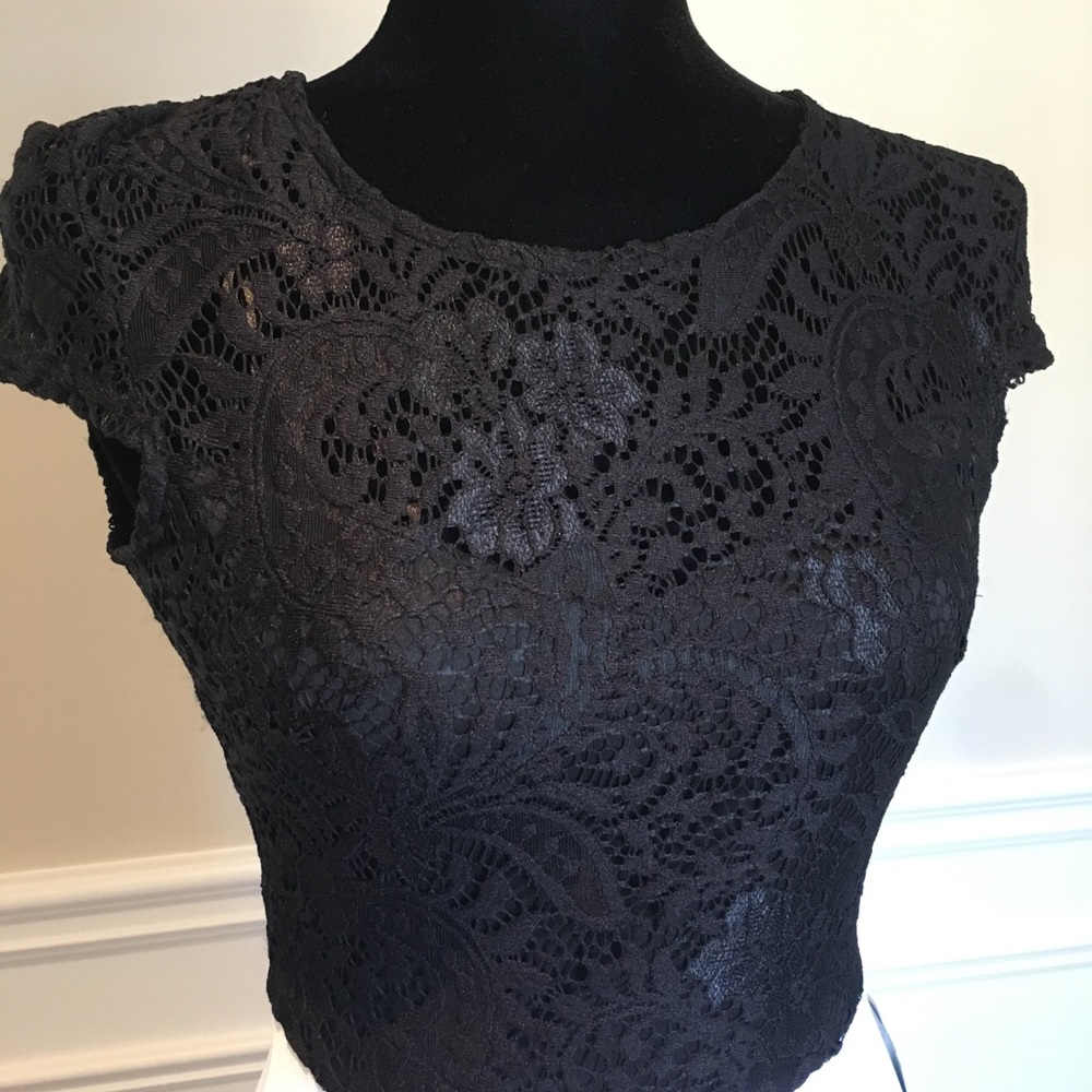 Black and White Summer Dress with Lace Top